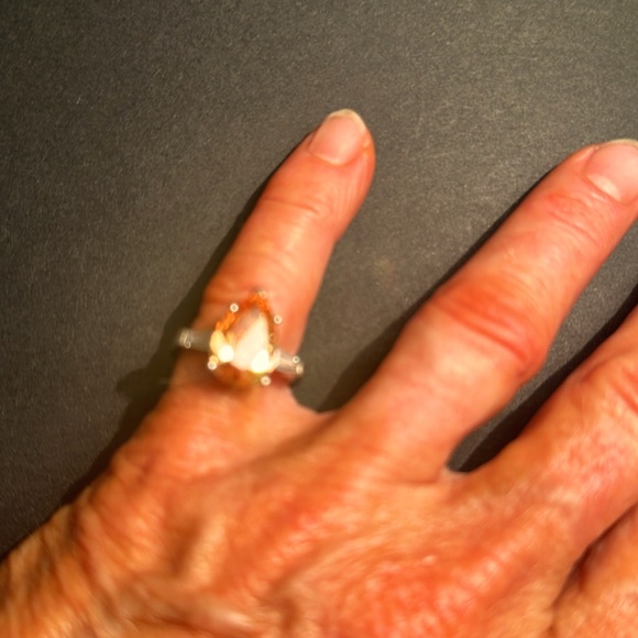 Silver and Citrine Ring Sz 7 - Picture 3 of 10